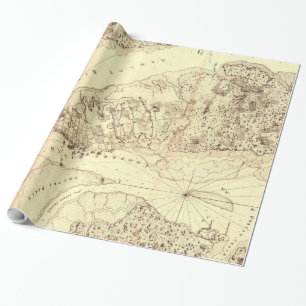 Vintage Kaart van Van Zuid- Charleston Carolina Cadeaupapier