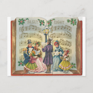 Vintage-Kaart voor kerstCarolers Feestdagenkaart
