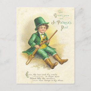 Vintage Kaboutermeisje St. Patrick Wenskaart Briefkaart