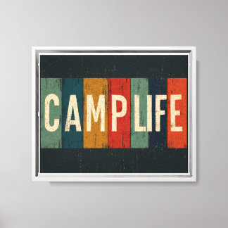 Vintage Kampeerleven Typografie Canvas Afdruk