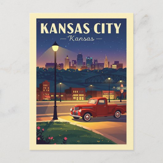 Vintage Kansas City Briefkaart (Voorkant)
