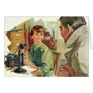Vintage kantoor, CEO baas en secretaresse