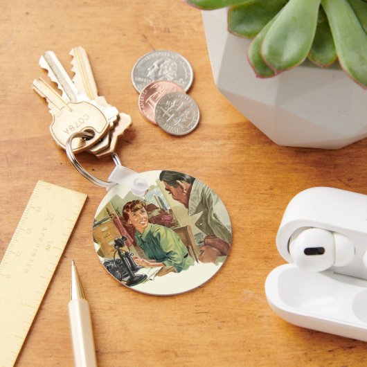 Vintage kantoor, CEO baas en secretaresse Sleutelhanger (Bureau)