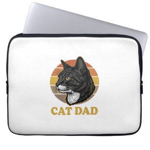 Vintage Kat Vader Retro Kat Liefhebber Shirt Ontwe Laptop Sleeve