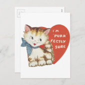 Vintage Kat Valentijn Feestdagenkaart (Voorkant / Achterkant)