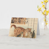 Vintage Katten en Ephemera Kaart (Gele Bloem)