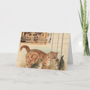 Vintage Katten en Ephemera Kaart