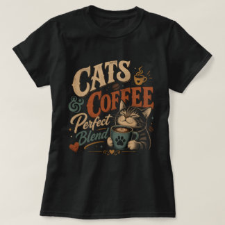 Vintage Katten & Koffie de Perfecte Mix T-shirt