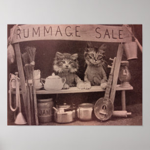 Vintage katten Rummage Verkoop Poster