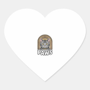 Vintage kattenpoten graveerstijl grafisch ontwerp_ hart sticker
