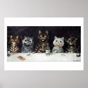 Vintage kattenverjaardagsfeestje door Louis Wain Poster