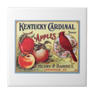 Vintage Kentucky Kardinaal Apples, Henry P Barret  Tegeltje