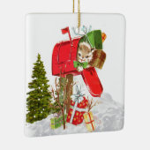 Vintage keramisch Ornament met Retro-kerstkat (Rechts)