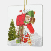Vintage keramisch Ornament met Retro-kerstkat (Links)
