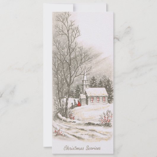 Vintage Kerk Kerst Service Feestdagenkaart (Voorkant)