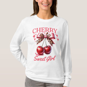 Vintage kers en roze strik dames  t-shirt