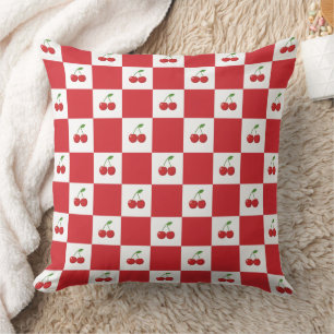Vintage Kersen Gingham: Coquette Cottagecore Kussen