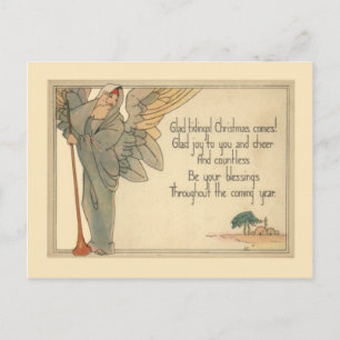 Vintage kerst, Art Deco Angel Feestdagenkaart