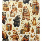 Vintage Kerst Beer Douchegordijn (Voorkant)