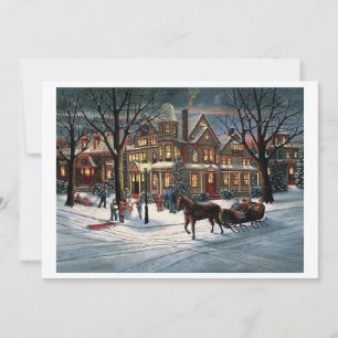 Vintage kerst besneeuwd landschap feestdagenkaart