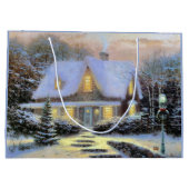 Vintage kerst besneeuwd landschap groot cadeauzakje (Achterkant)