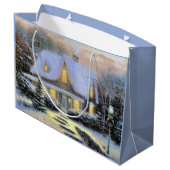 Vintage kerst besneeuwd landschap groot cadeauzakje (Achterkant Gekanteld)