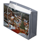 Vintage kerst besneeuwd landschap groot cadeauzakje (Voorkant Gekanteld)