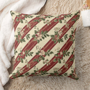 Vintage Kerst Bloem Streep (5) Kussen