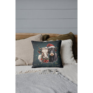 Vintage Kerst Boerderij Koeien Kussen