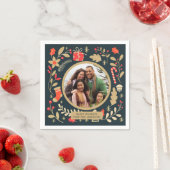 Vintage kerst botanische familie foto servet (Insitu)
