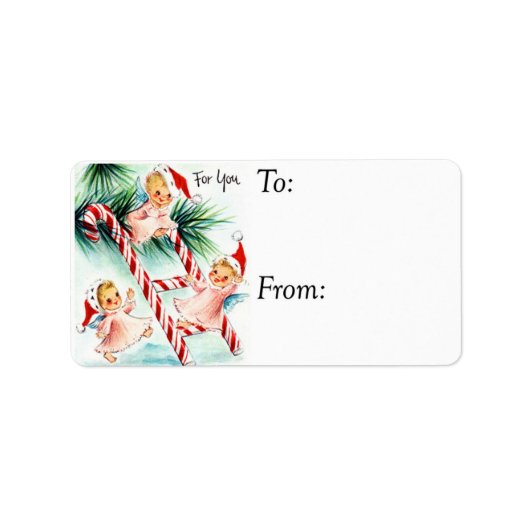 Vintage Kerst Cherubs Gift Label (Voorkant)