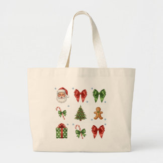 Vintage Kerst Collage Boodschappentas Grote Tote Bag