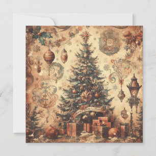 Vintage Kerst Collage Flat Vakantie Kaart