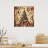 Vintage Kerst Collage Poster (Keuken)