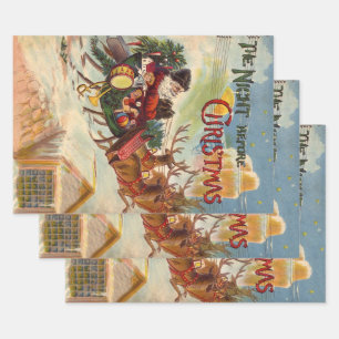 Vintage kerst, de avond voor kerst inpakpapier vel