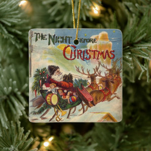 Vintage kerst, de avond voor kerst keramisch ornament