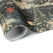 Vintage Kerst dorp inpakpapier (Rol Hoek)