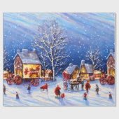 Vintage Kerst dorp inpakpapier (Vlak)