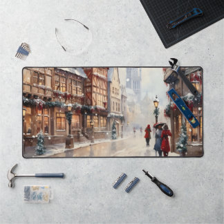 Vintage Kerst Dorp Straat Vakantie Bureaumat