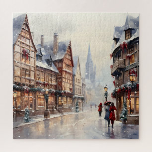 Vintage Kerst Dorp Straat Vakantie Legpuzzel