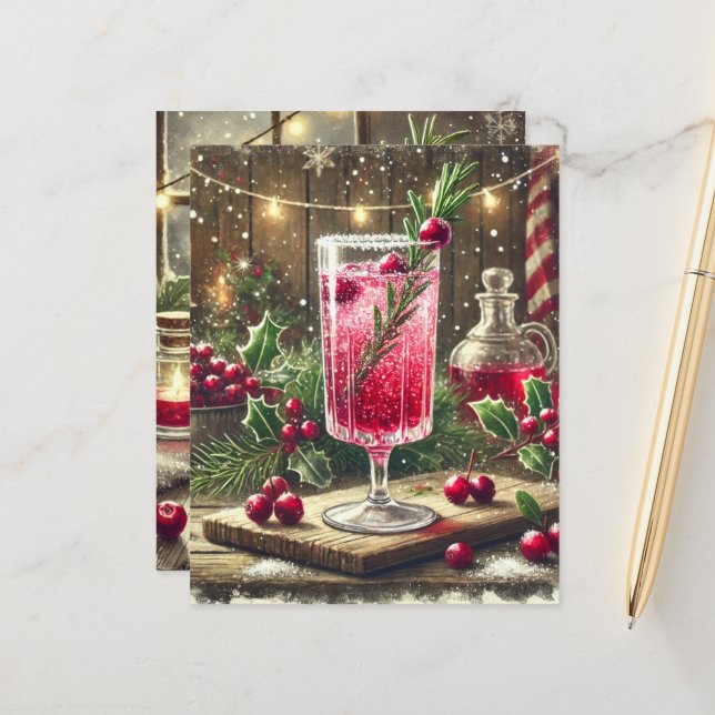 Vintage Kerst Drink Cranberry Fizz Scrapbook (Voorkant / Achterkant in situ)