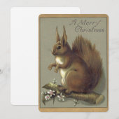 Vintage Kerst Eekhoorn Feestdagenkaart (Voorkant / Achterkant)