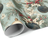 Vintage Kerst Elegance Design Cadeaupapier (Rol Hoek)