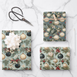 Vintage Kerst Elegance Design Inpakpapier Vel