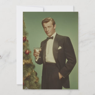 Vintage Kerst Elegantie Portret Feestdagenkaart