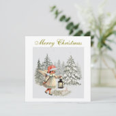 Vintage kerst engel en kind feestdagenkaart (Staand voorkant)