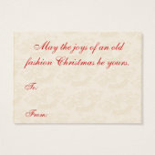 Vintage Kerst Gedicht Gift Labels Visitekaartje (Achterkant)