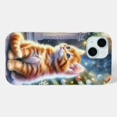 Vintage Kerst Geel Kitten Case-Mate iPhone Case (Achterkant (horizontaal))