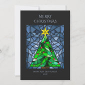 Vintage Kerst Glas in lood Feestdagenkaart (Voorkant)