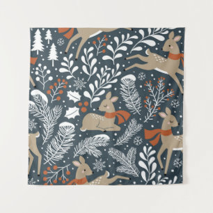 Vintage kerst hert, feestelijk ontwerp wandkleed